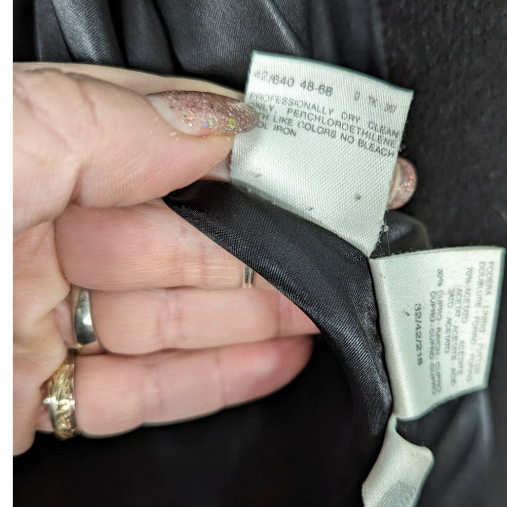 Vintage 80's MaxMara Made in Italy Black Wool Long Maxi Coat Double Breasted - Picture 11 of 12